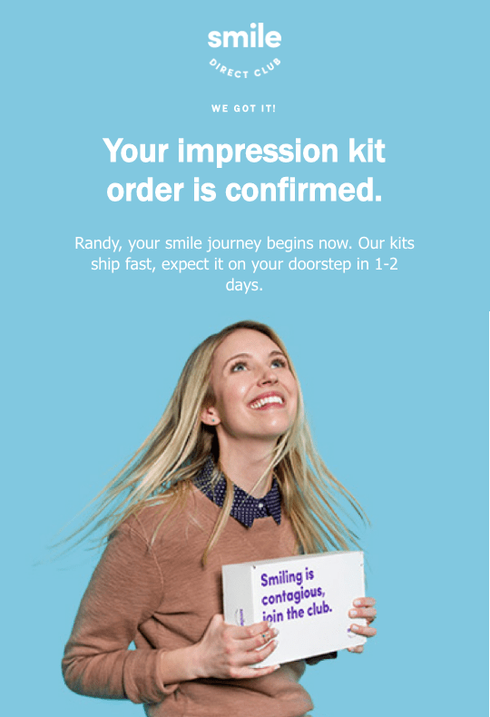 Impression kit order confirmation email
