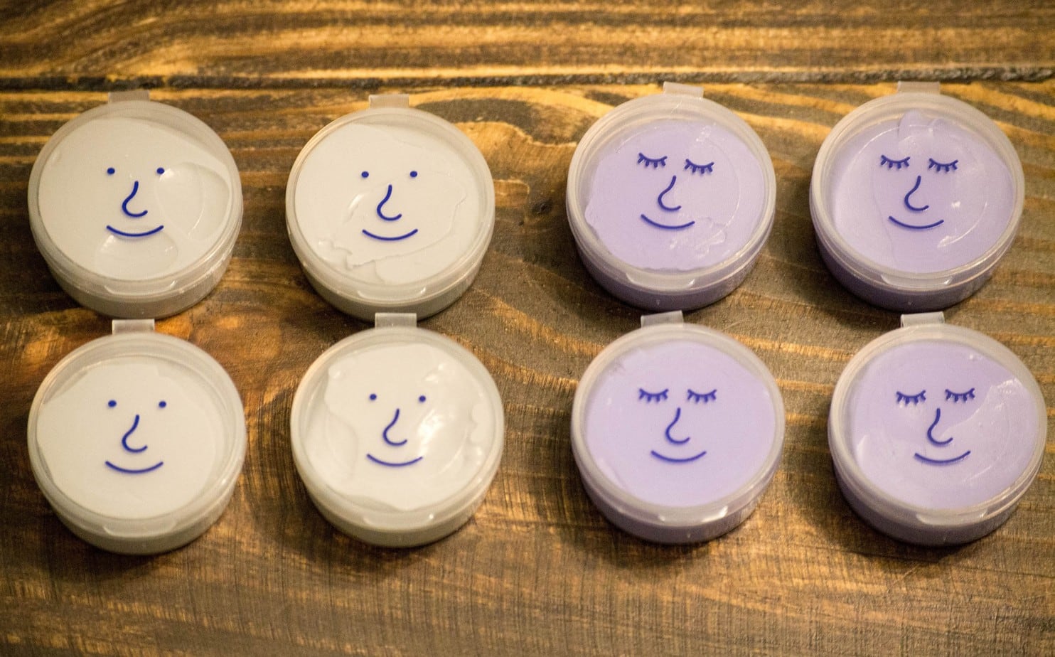 Eight impression putty containers