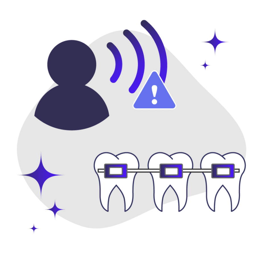 Person with a speech disorder and braces