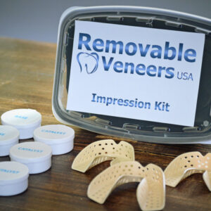 Removable Veneers USA impression kit box, trays, and putty