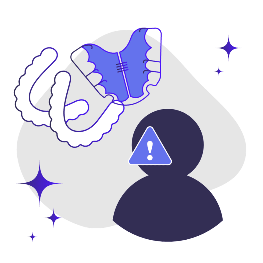 A person who has a stuck clear aligner or retainers